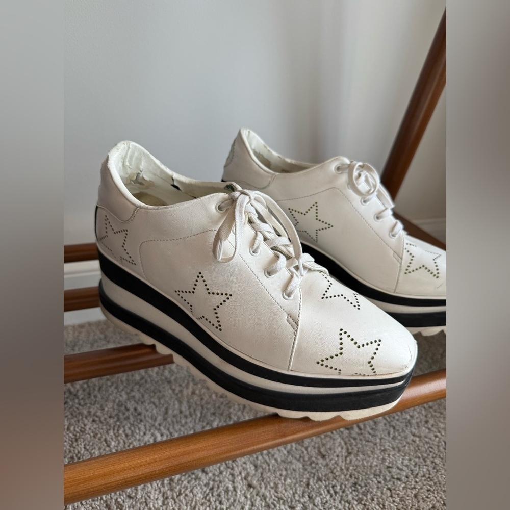 Stella McCartney White and Black Platform Sneakers - Picture 4 of 15